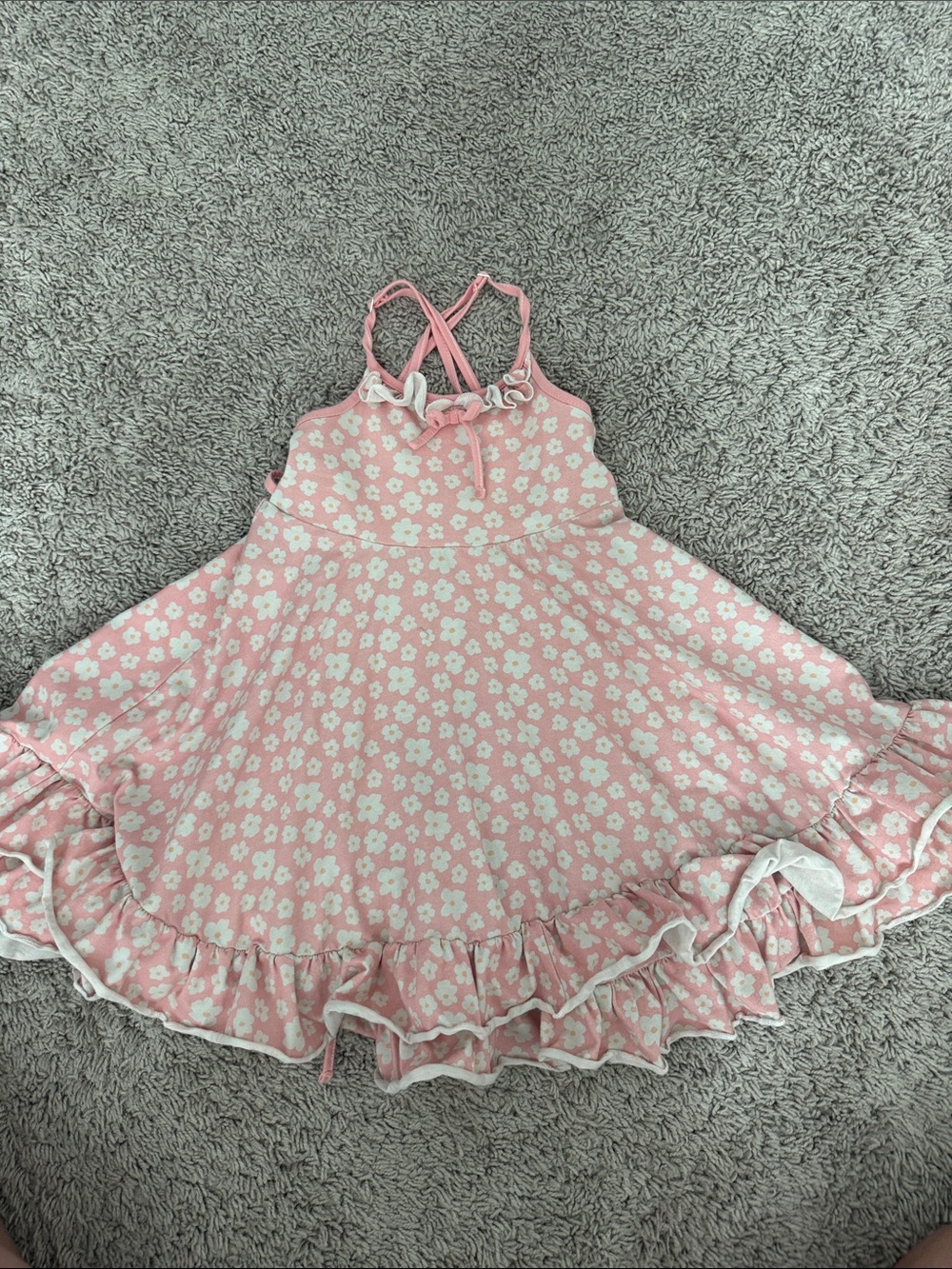 SweetHoney Pink and White Floral Ruffle Dress